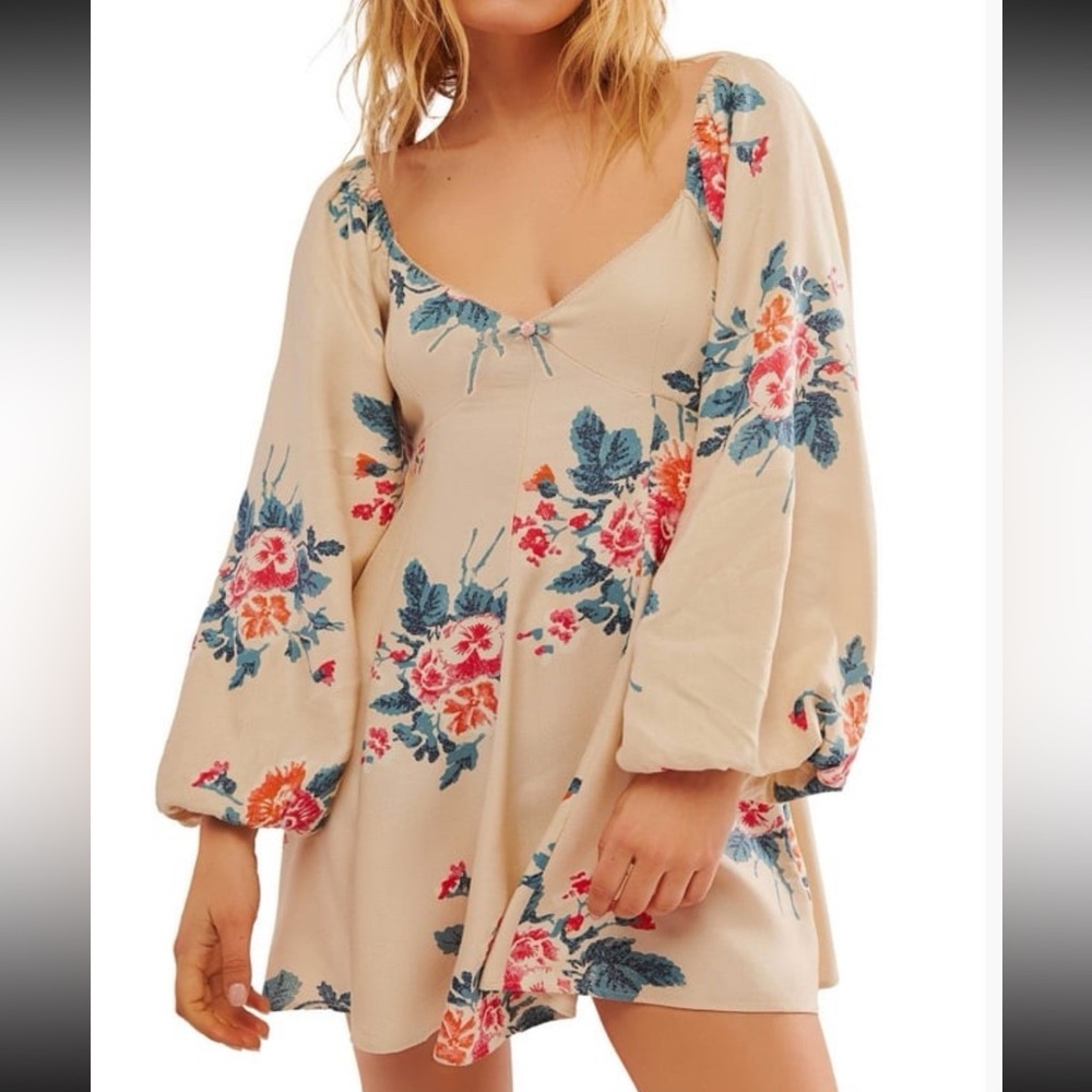 NWT Free People Francesca Floral mini dress sz L
